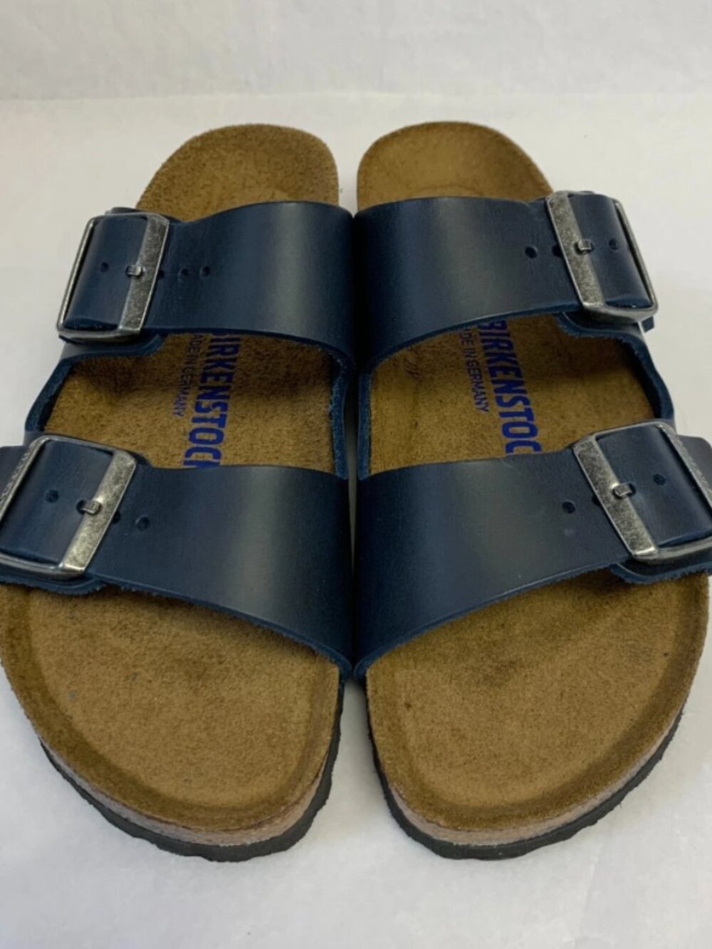 Birkenstock Arizona Blue Oiled Leather Soft Footbed Regular Width Sandals